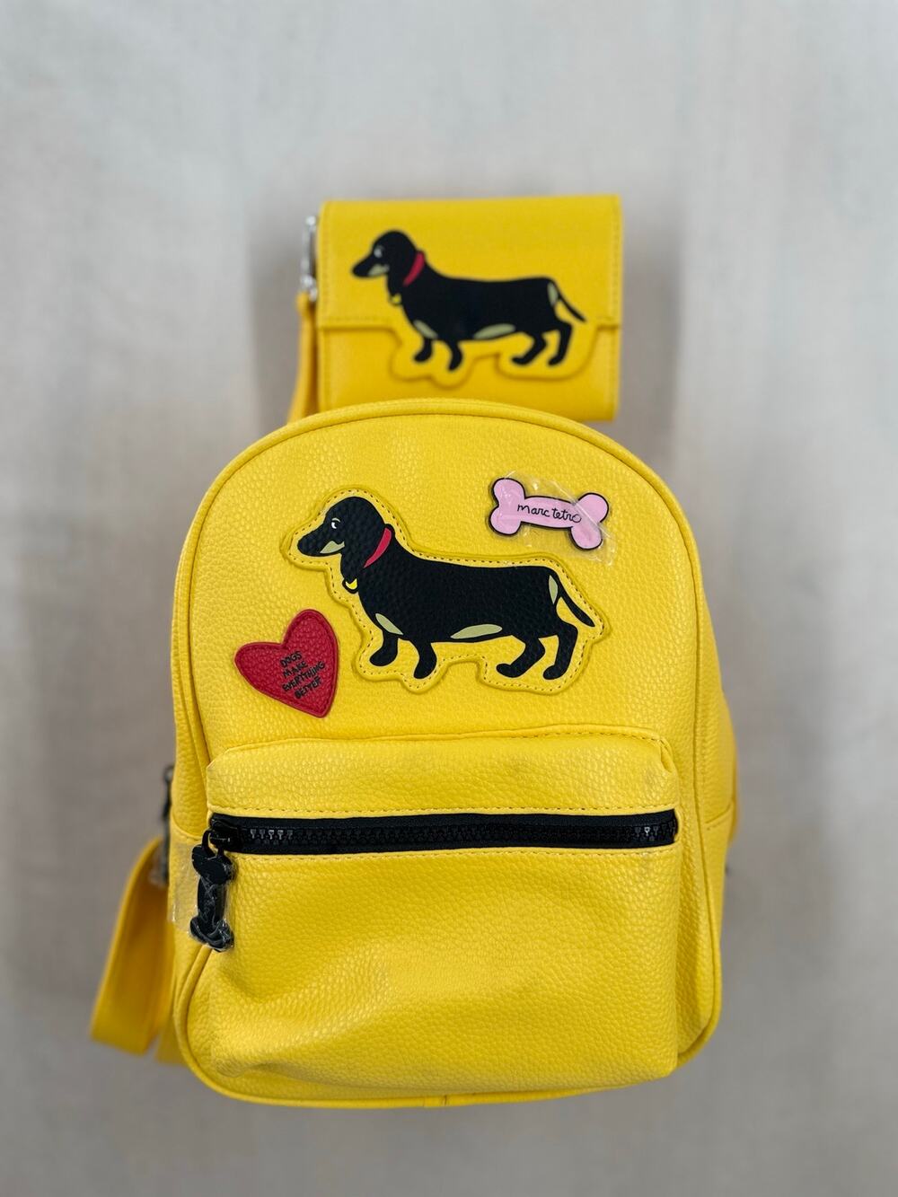 Marc Tetro Yellow Dachshund Mini Backpack & Wallet Set